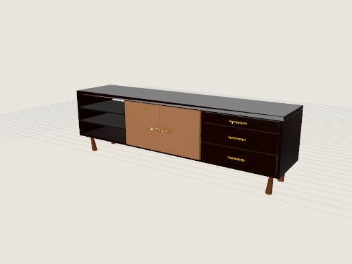 Mid-century modern multimedia console — 3D model designed in Prompt2CAD
