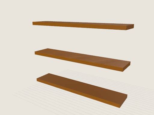 Modern floating oak shelves — 3D model designed in Prompt2CAD