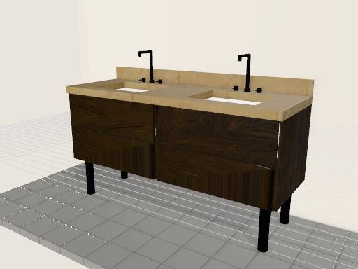 Modern marble double-sink vanity — 3D model designed in Prompt2CAD