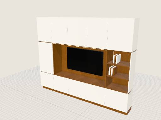 Integrated media storage wall — 3D model designed in Prompt2CAD