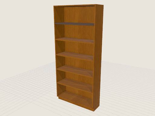 Modern oak open bookshelf — 3D model designed in Prompt2CAD
