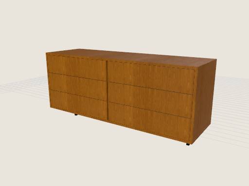 Modern six-drawer dresser — 3D model designed in Prompt2CAD