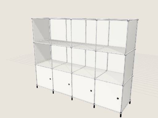 USM Haller-style modular storage system — 3D model designed in Prompt2CAD